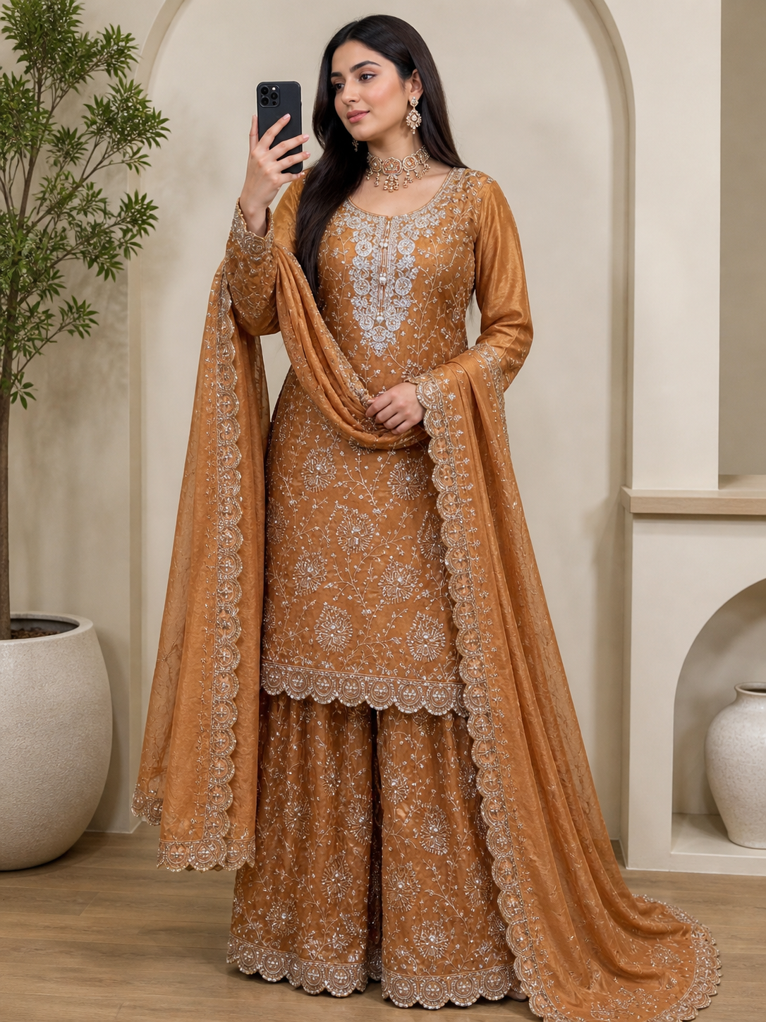 ✨ Premium Shimmer Sharara Suit