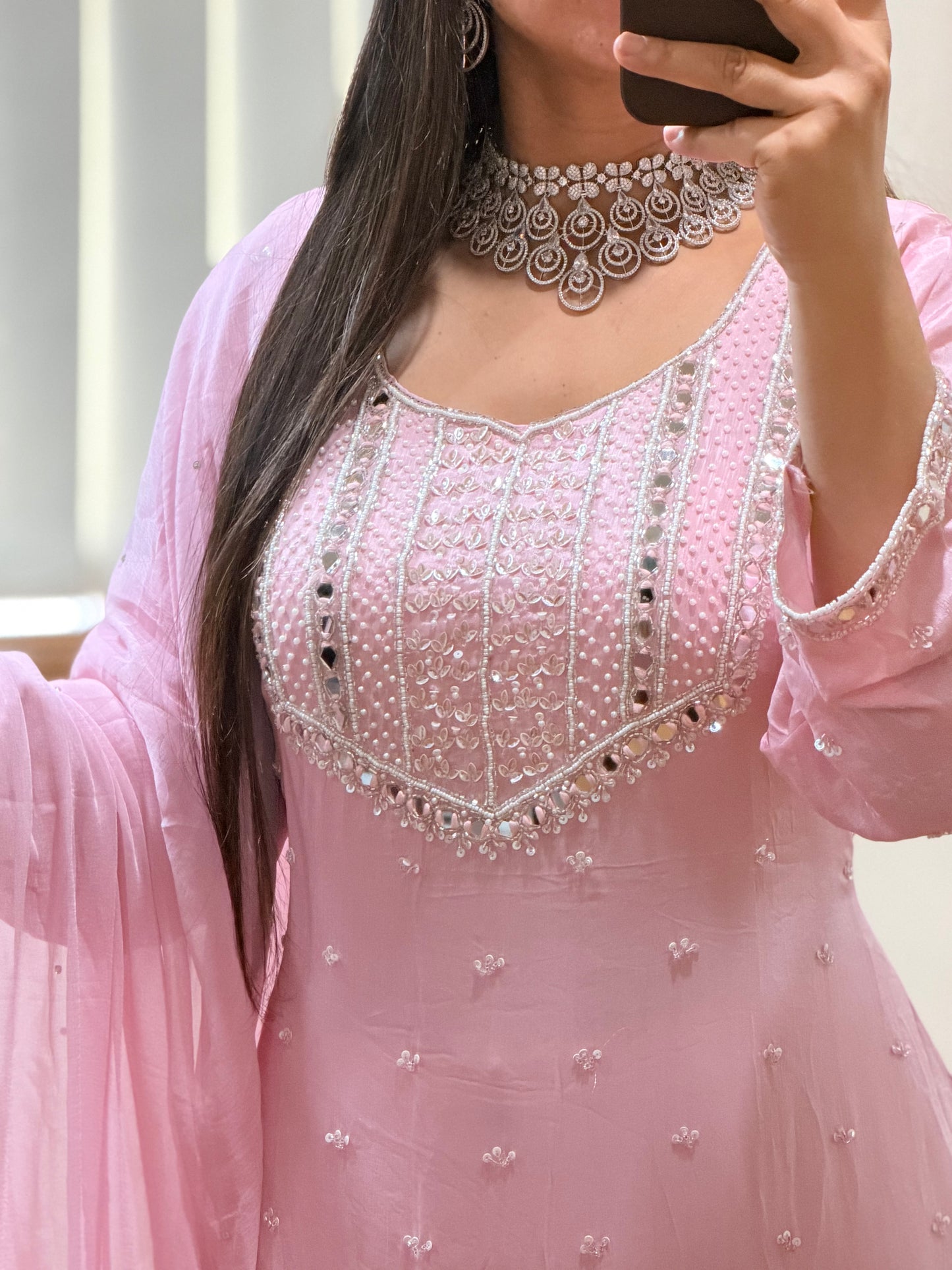 Premium Pure Chinon Heavy Handwork Suit