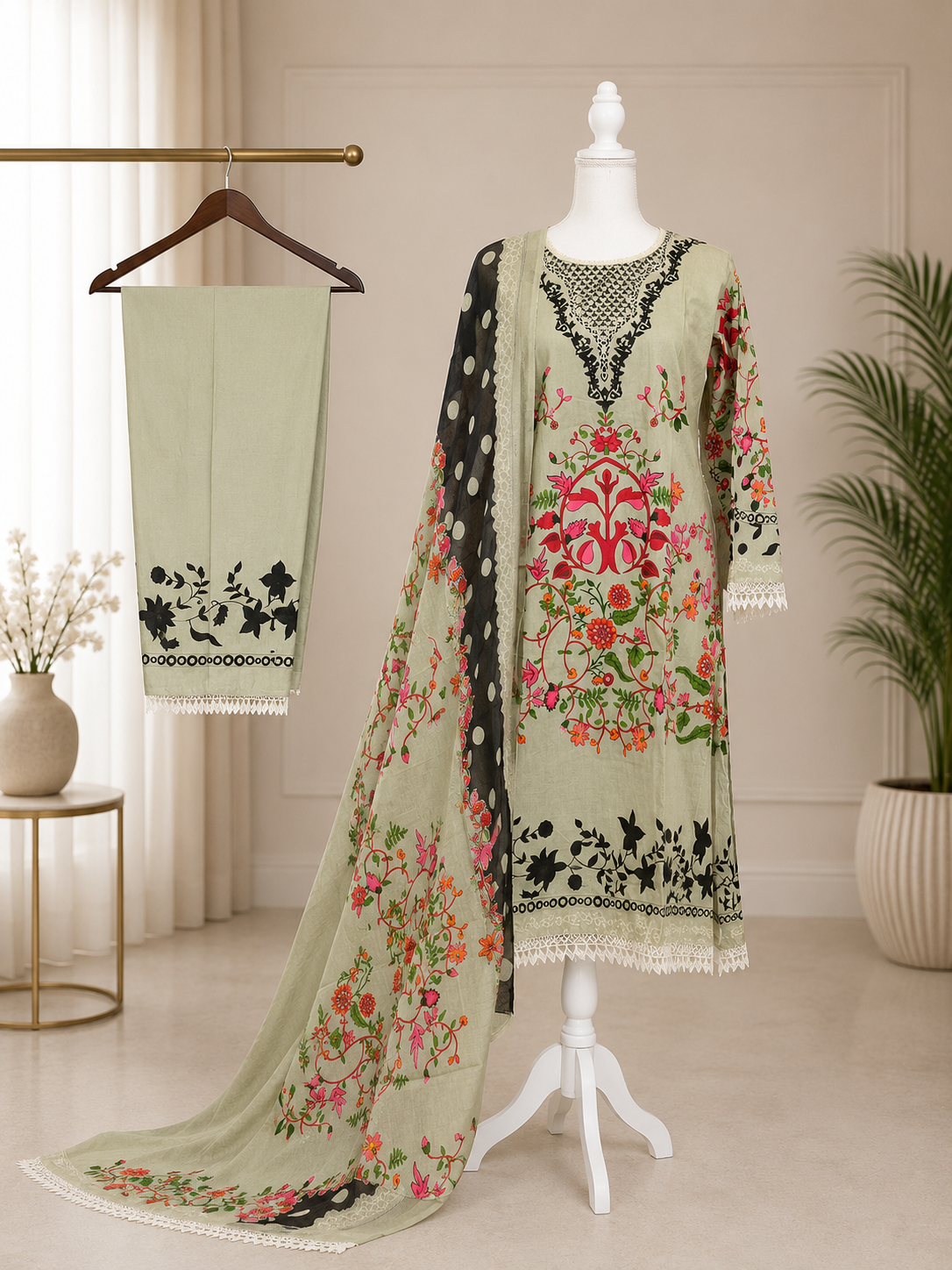 Cotton Printed 3-Piece Suit