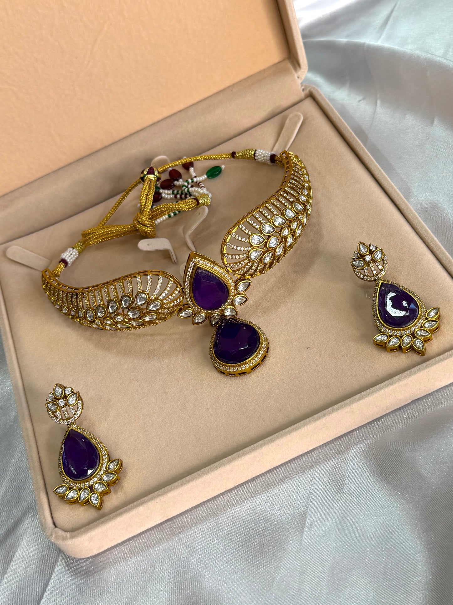 Premium moissanite necklace set(purple)