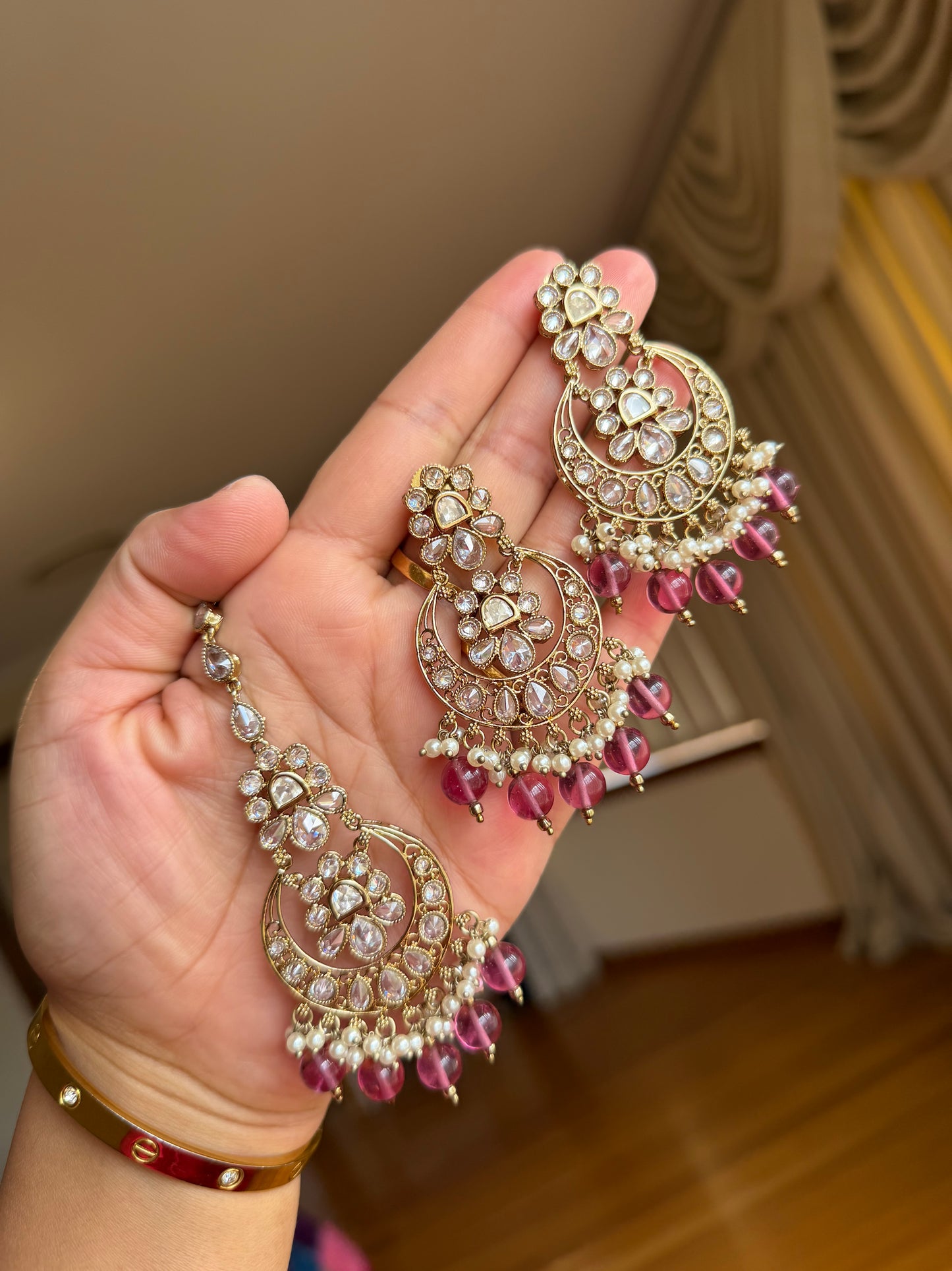 Premium tyani with polki necklace set