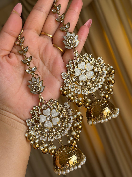 Kundan Jhumka with Detachable Sahara