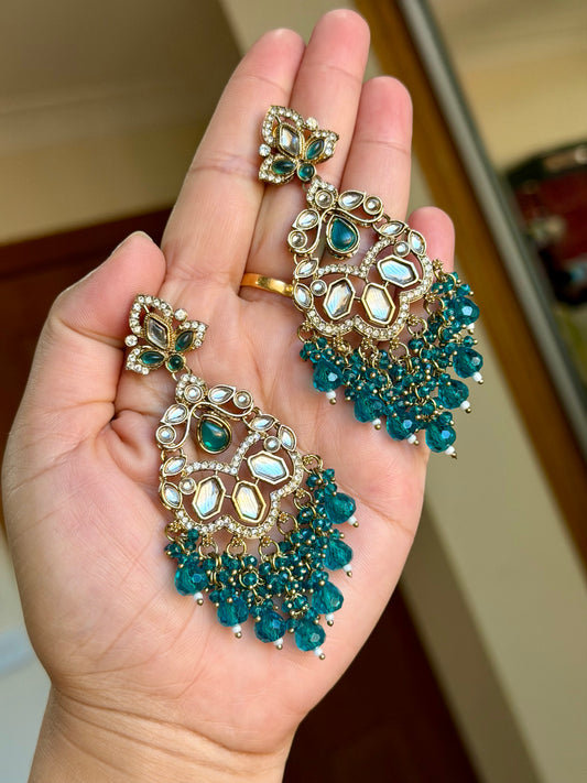 Kundan earrings peacock