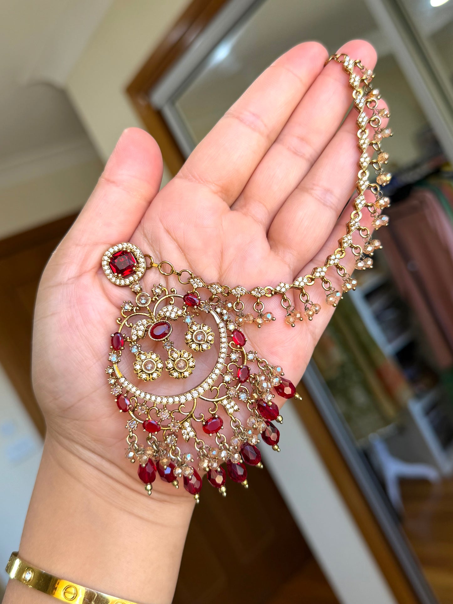 Premium Ad earrings with tikka