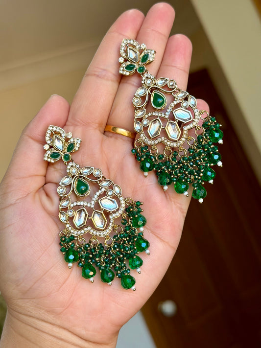 Kundan earrings green