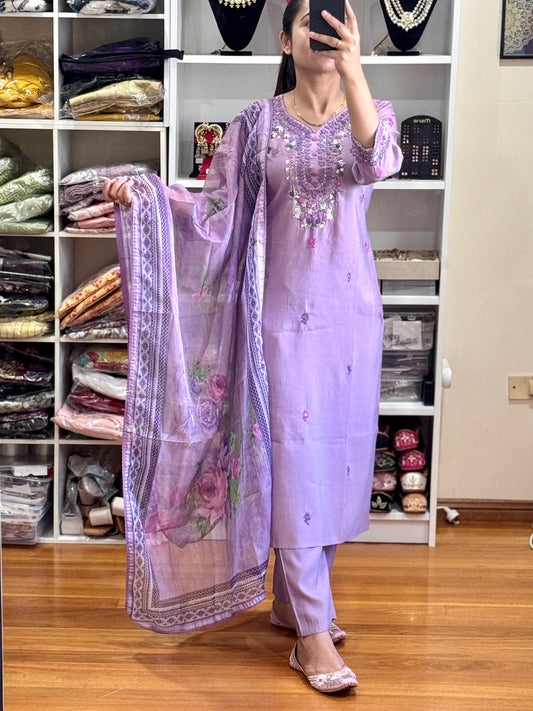 Roman silk with heavy handwork suit