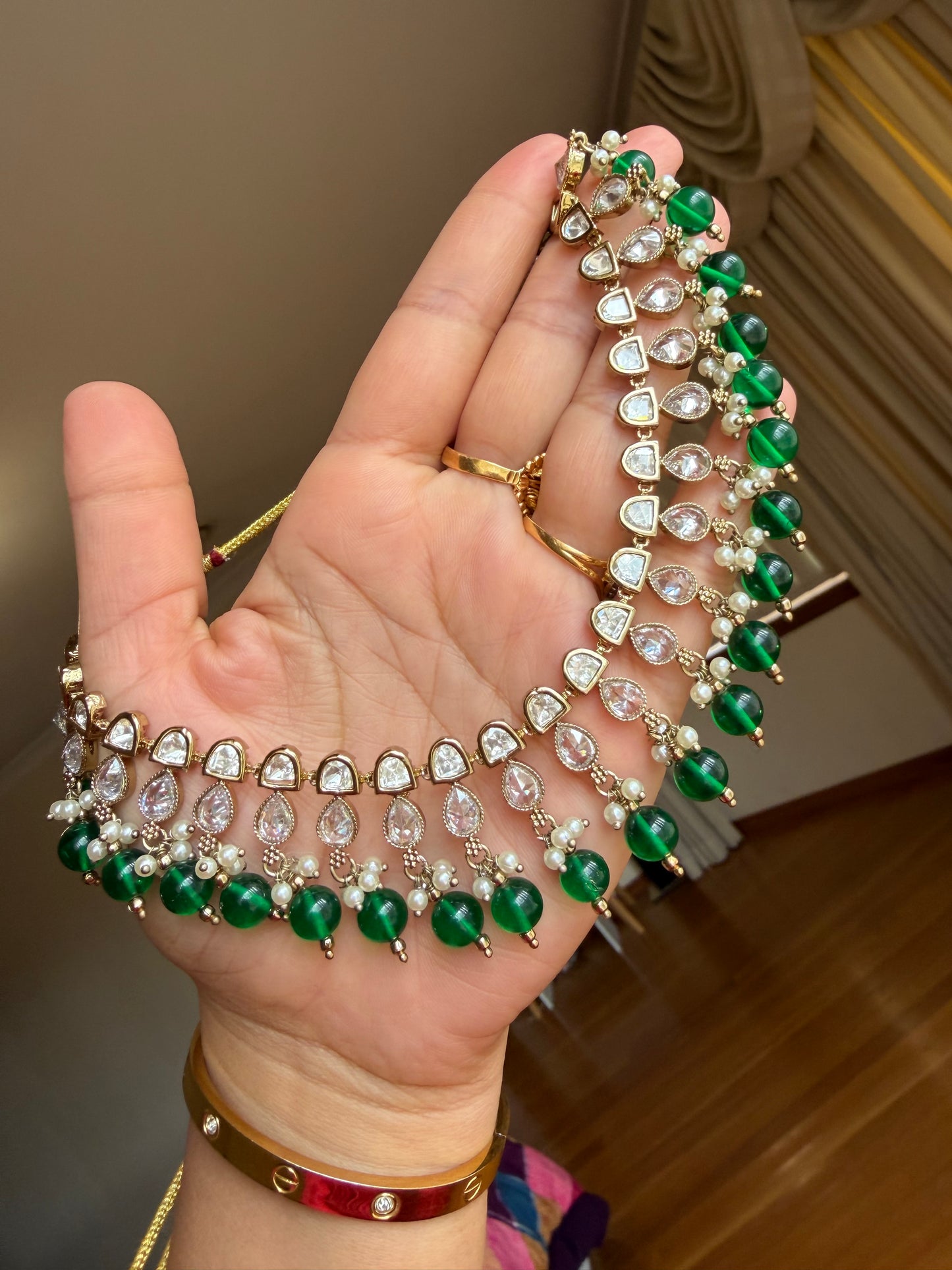 Premium tyani with polki necklace set