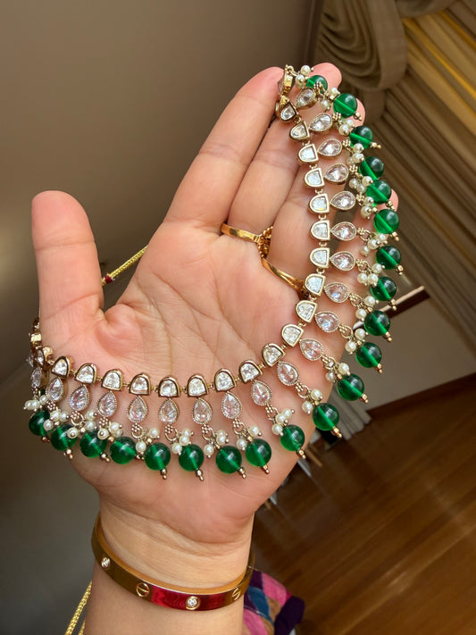 Premium tyani with polki necklace set