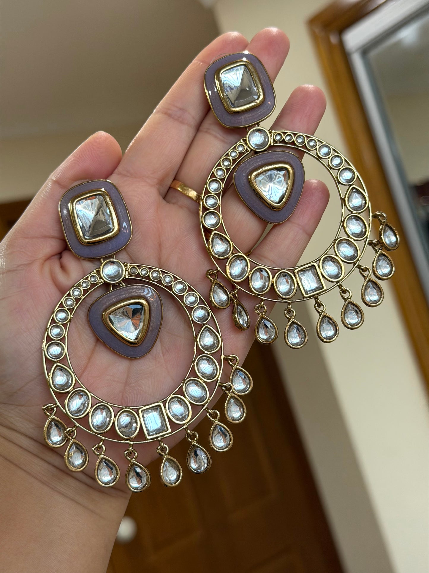 Oversized kundan earrings