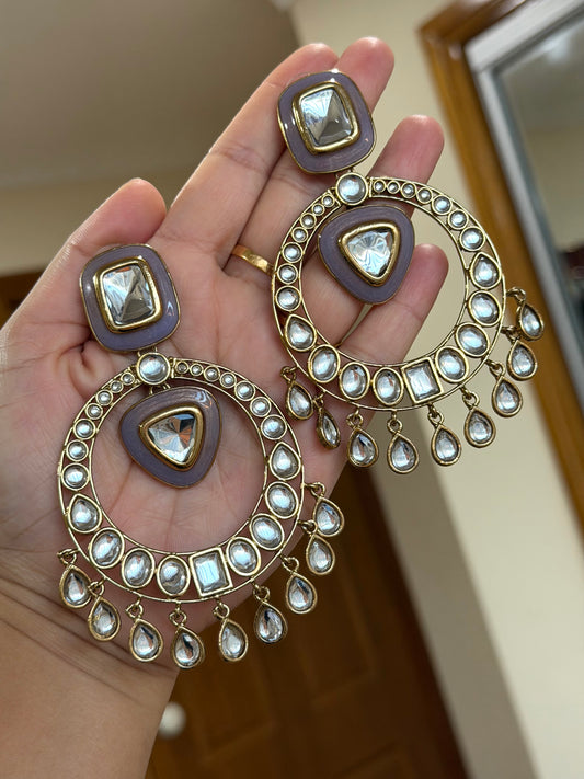 Oversized kundan earrings