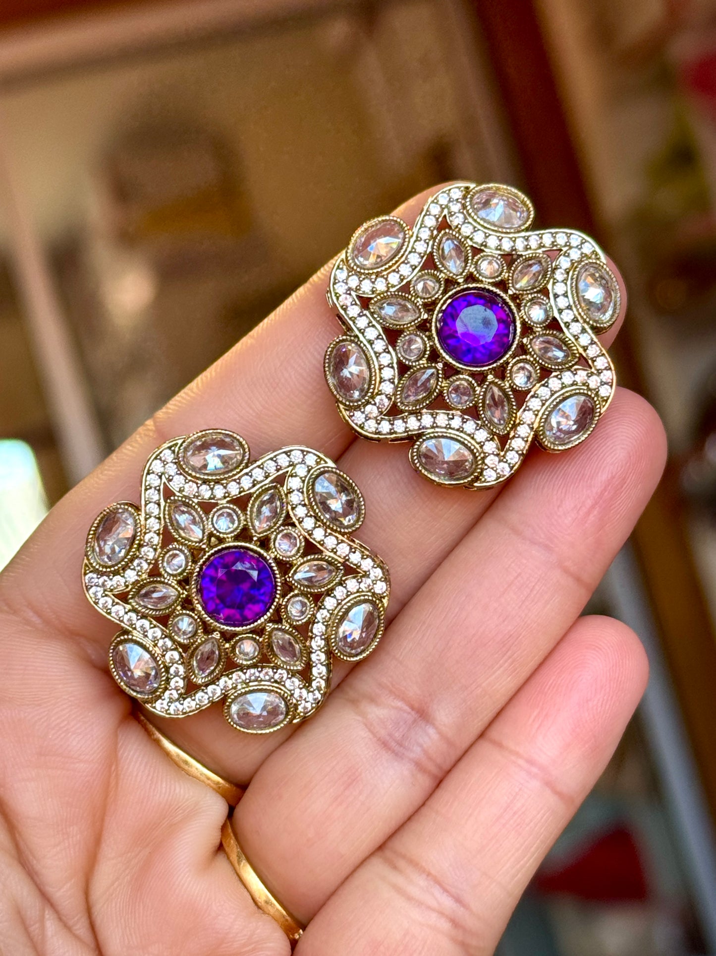 Oversized polki studs