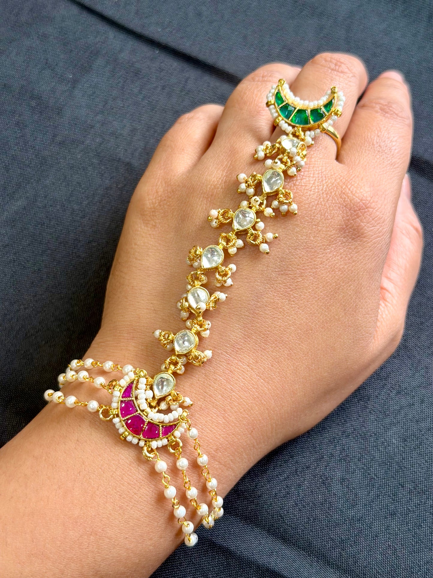 Hand accessories in pachi kundan