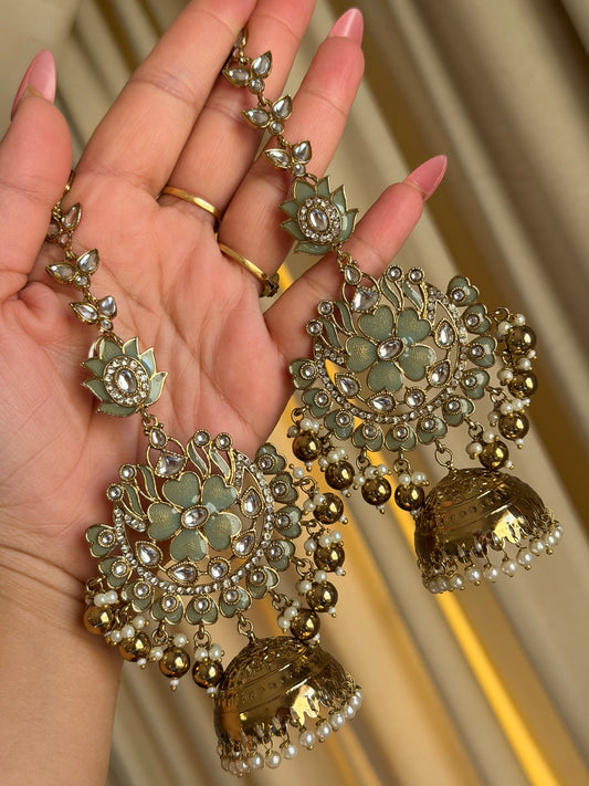 Kundan Jhumka with Detachable Sahara