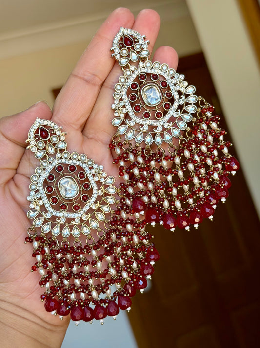 Oversized kundan earrings