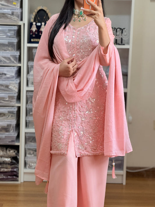 Georgette Heavy Embroidery Sharara Suit