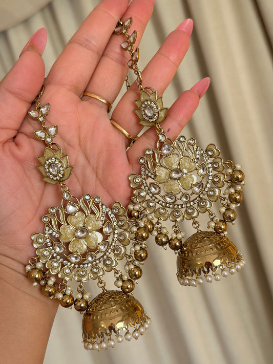 Kundan Jhumka with Detachable Sahara
