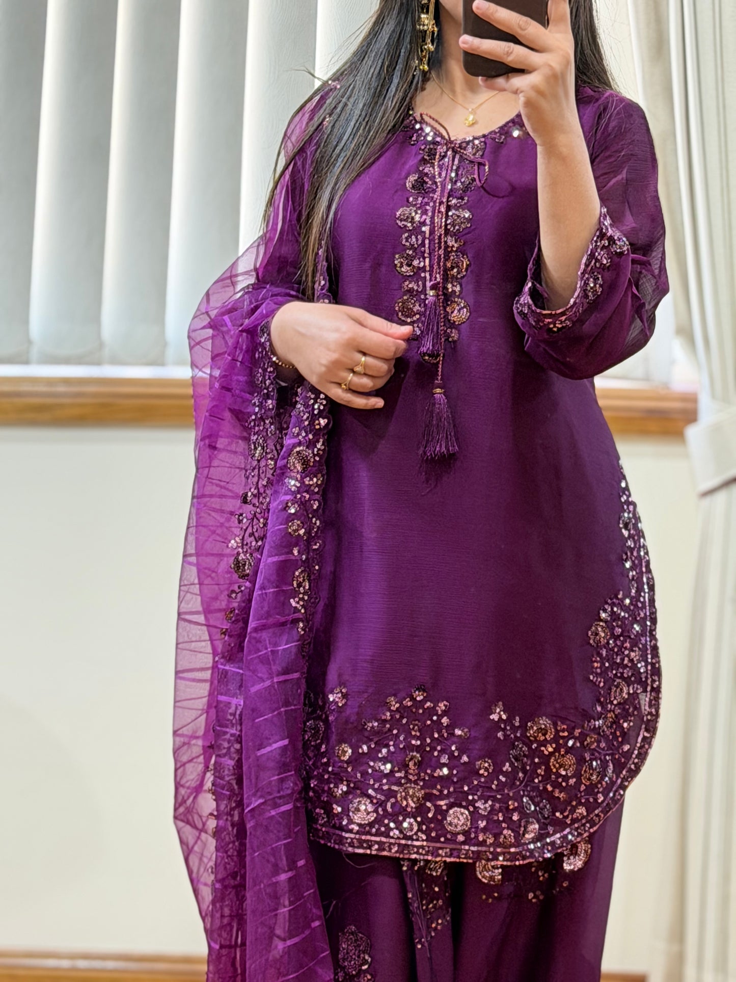 Pure Chiffon Heavy Sequin Embroidered Farshi Suit Set