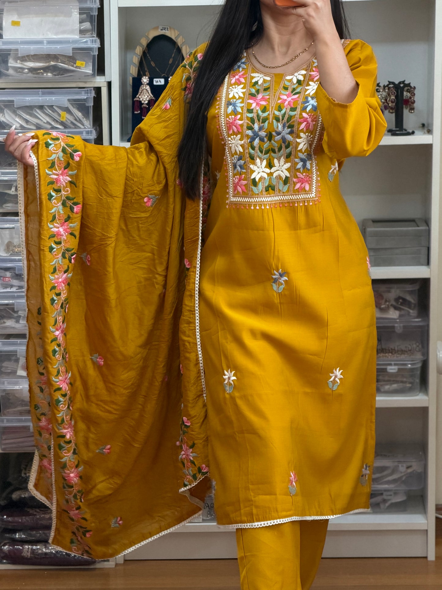 Roman Silk Embroidered Suit