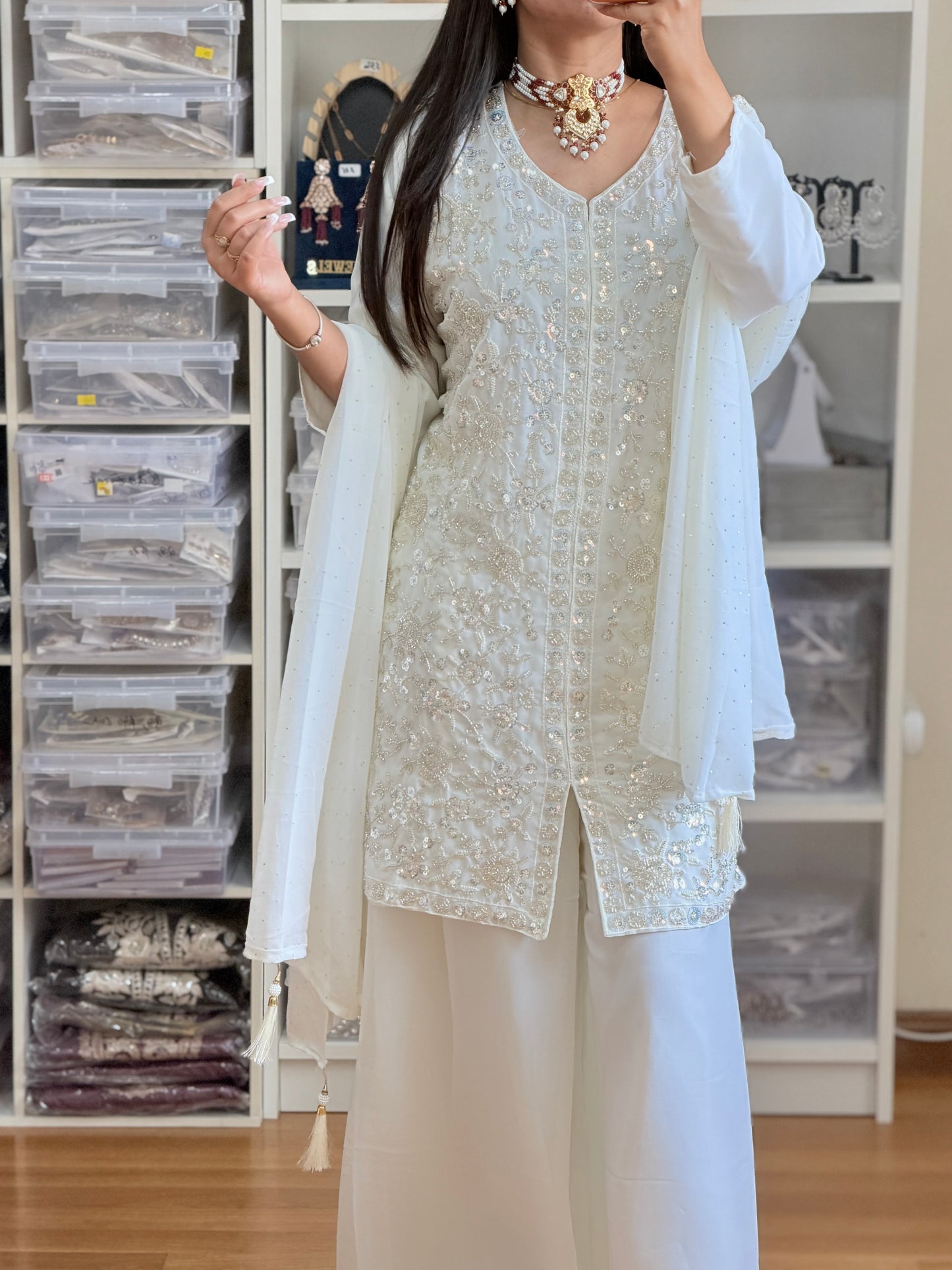 Georgette Heavy Embroidery Sharara Suit