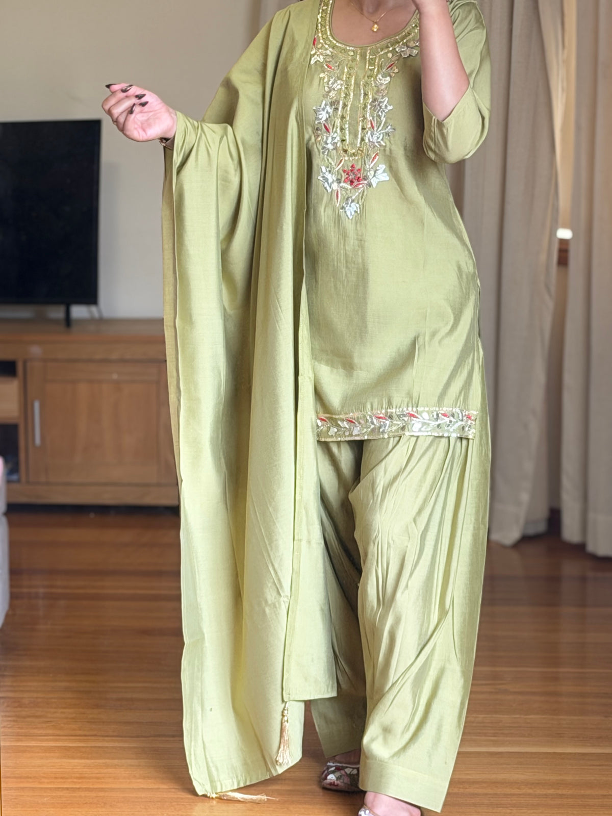 Roman silk salwar suit