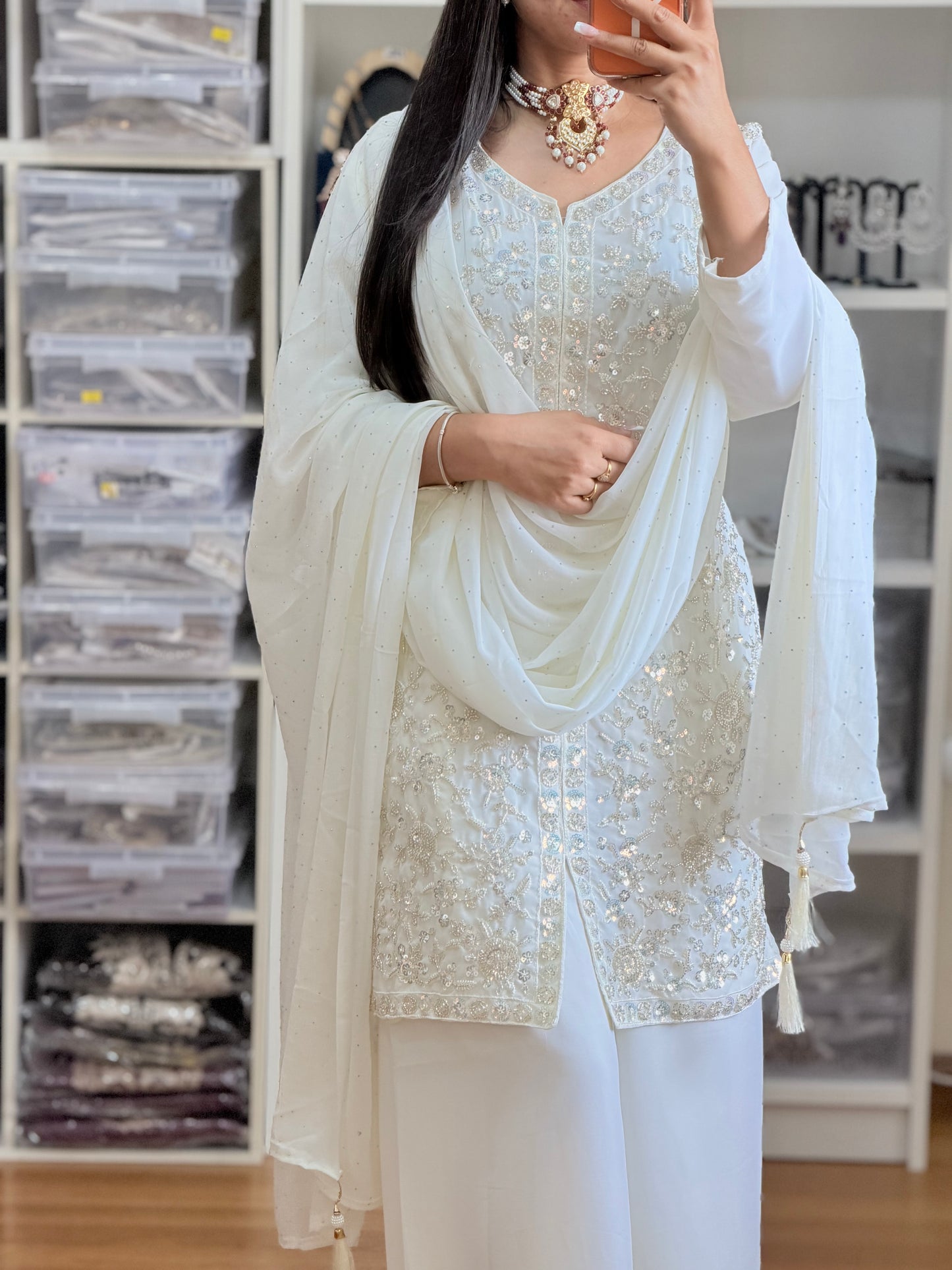 Georgette Heavy Embroidery Sharara Suit