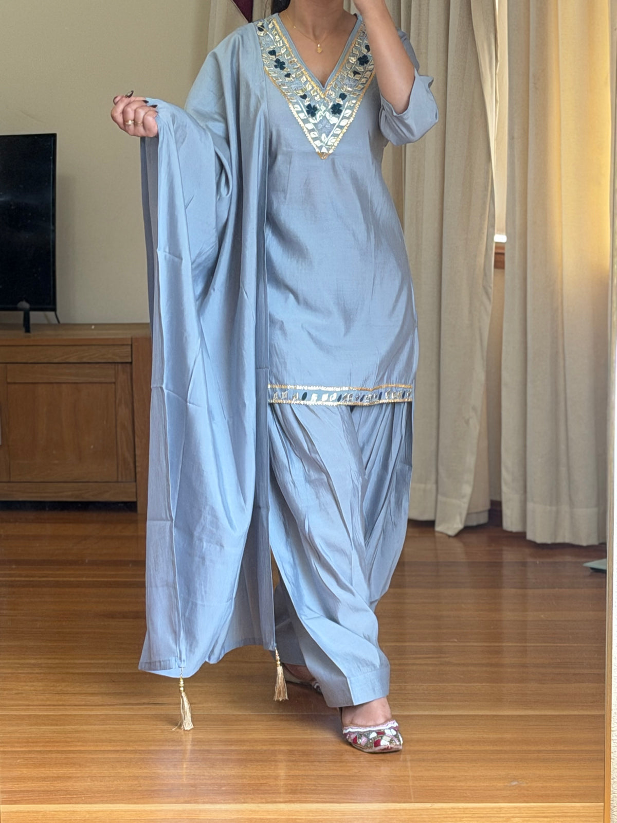 Roman silk salwar suit