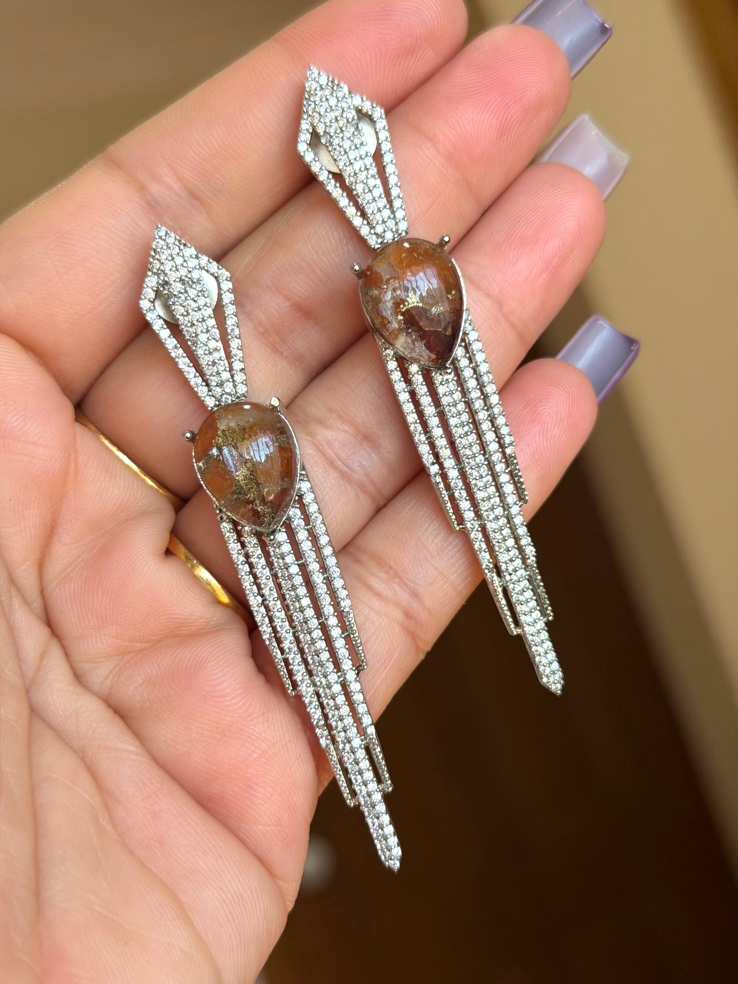 Premium Ad earrings with moissanite