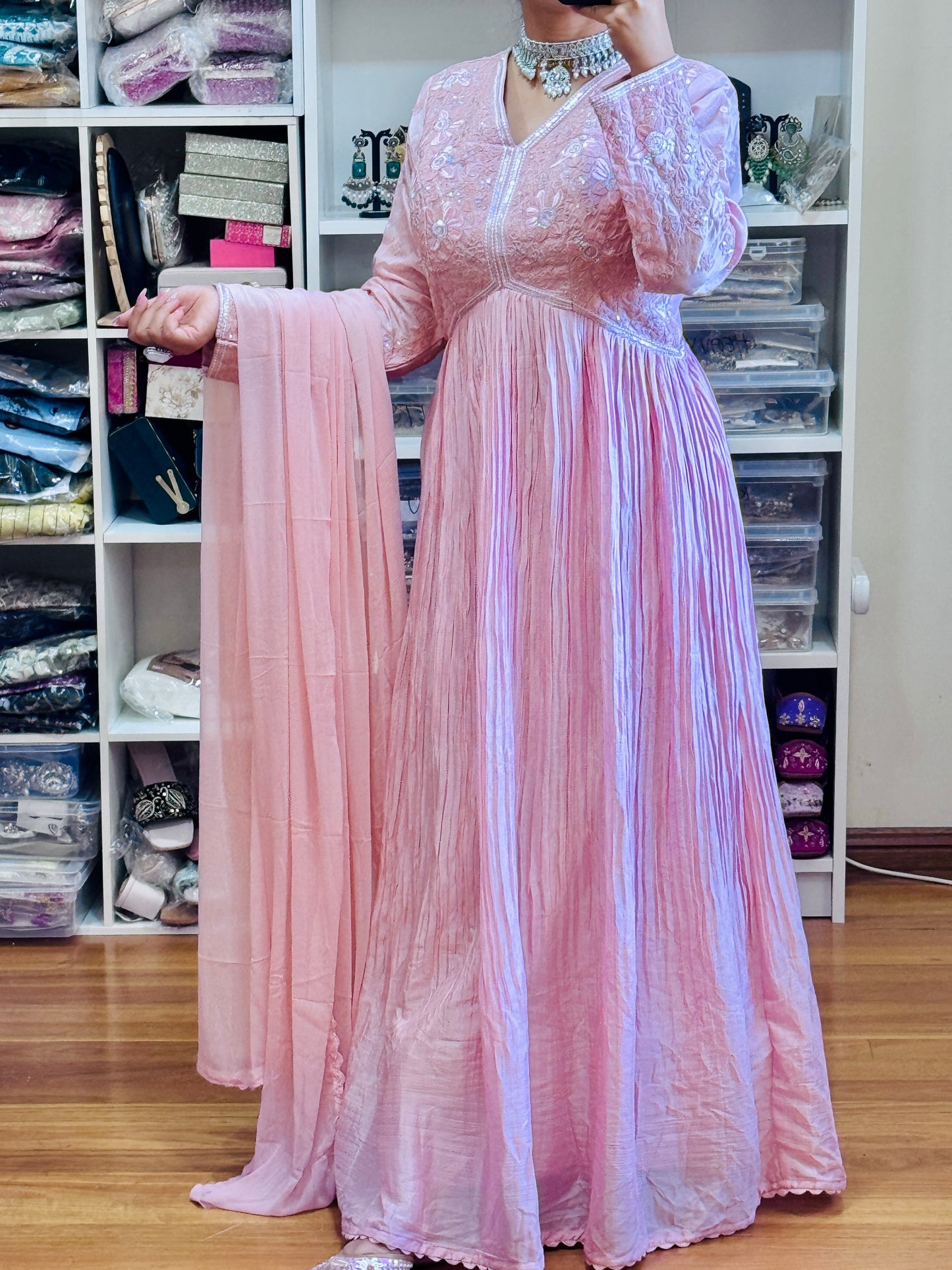 PREMIUM SILK ANARKALI(Free size stitch)