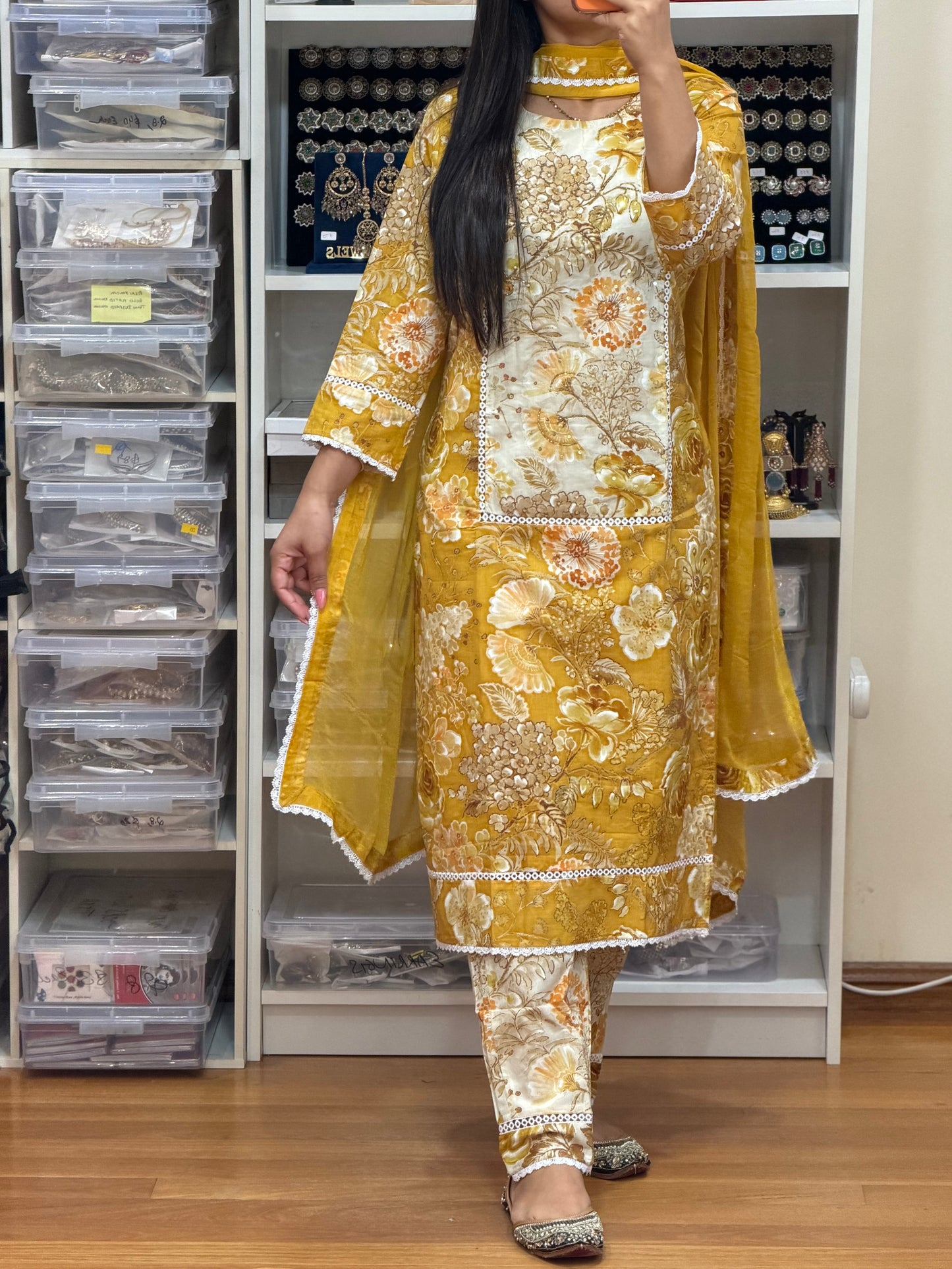 Premium Cotton Suit with Heavy Handwork & Chiffon Dupatta