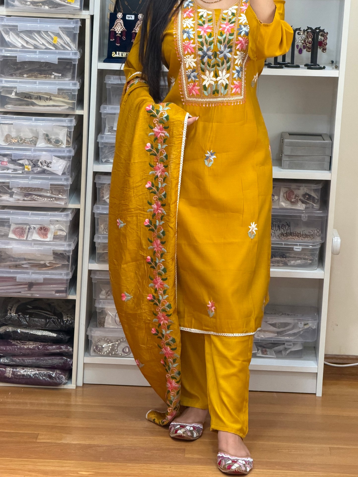 Roman Silk Embroidered Suit