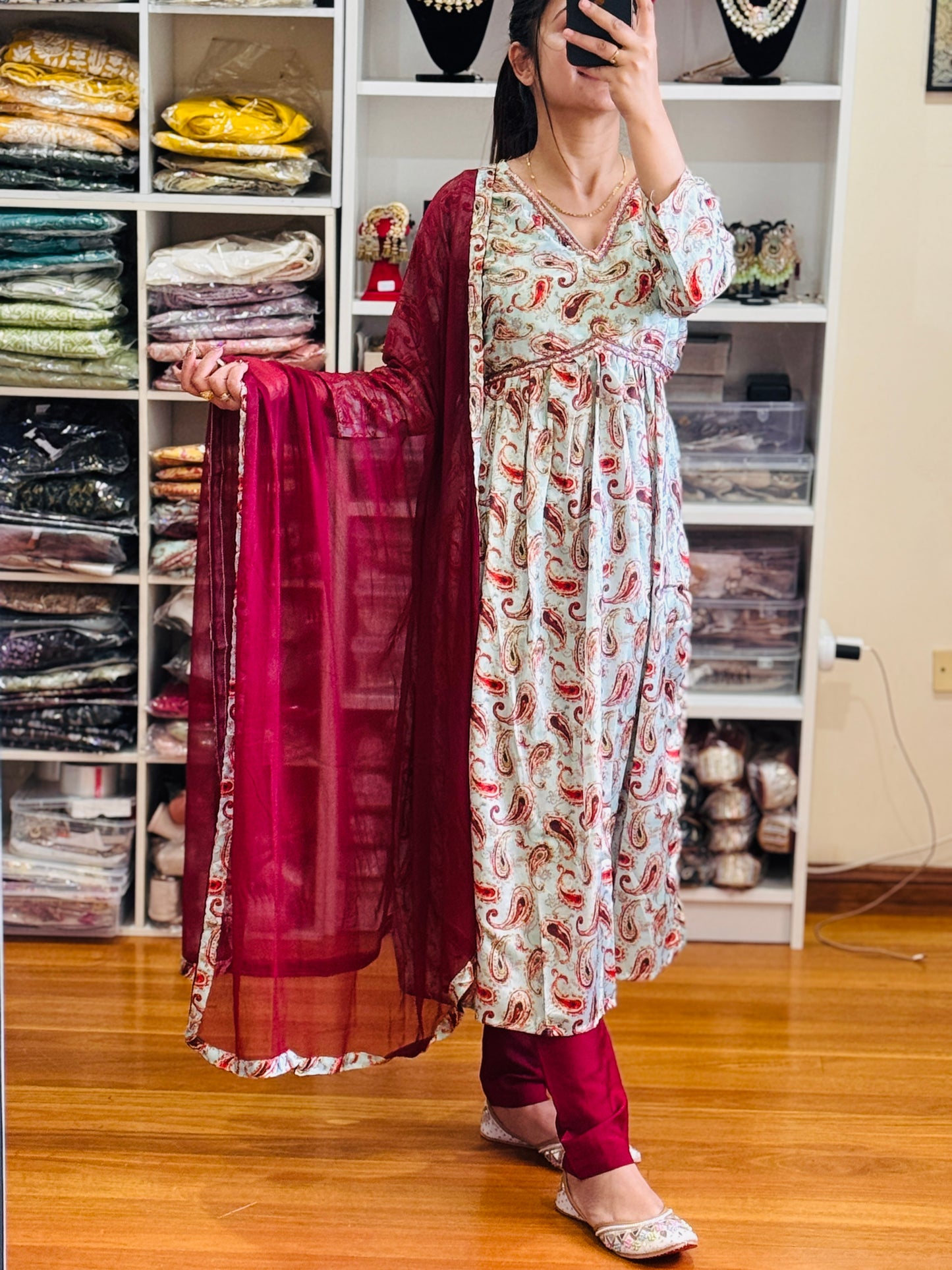 Naira cut style satin suit