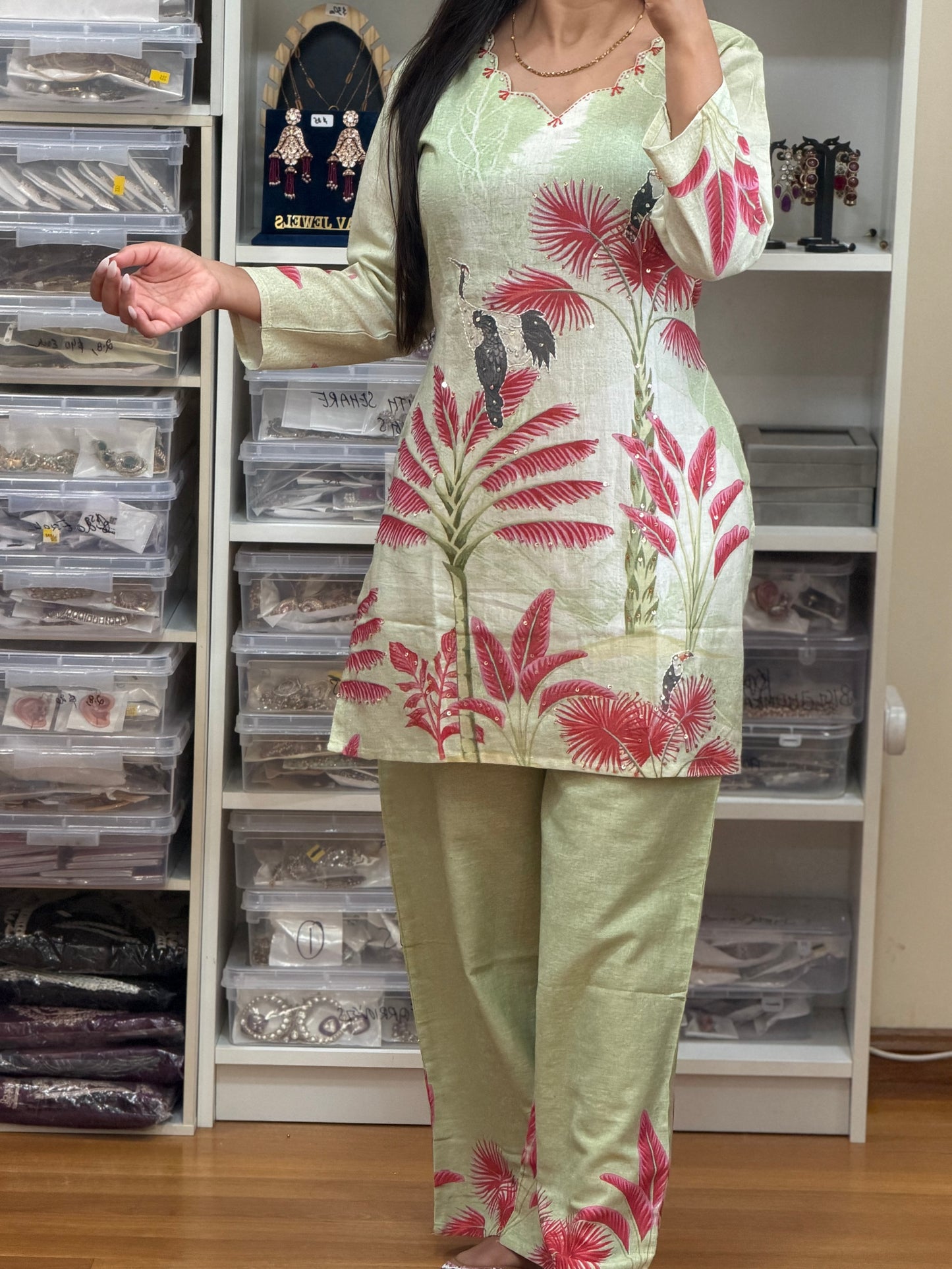 Designer Khadi Cotton Cord Set