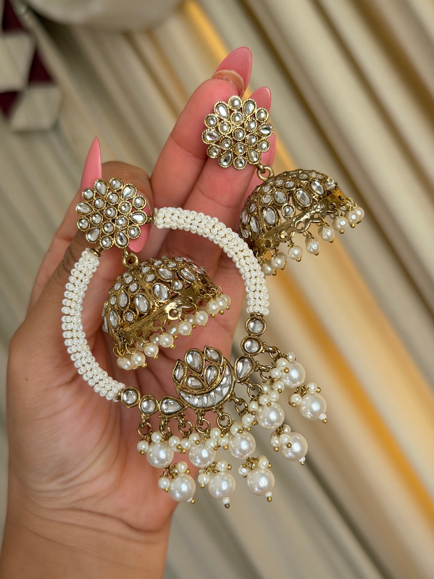 2-in-1 Detachable Kundan Jhumka Earrings