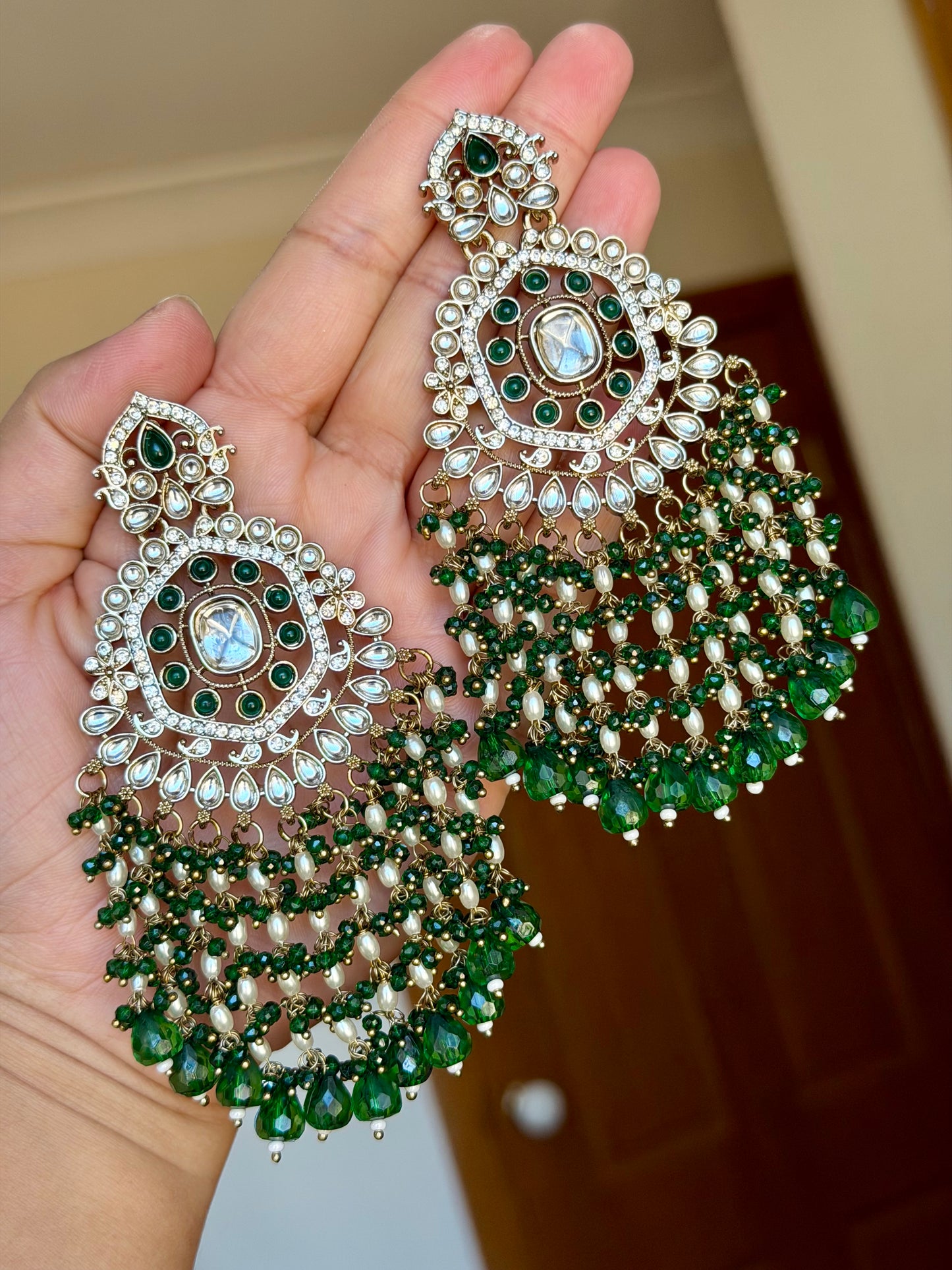 Oversized kundan earrings
