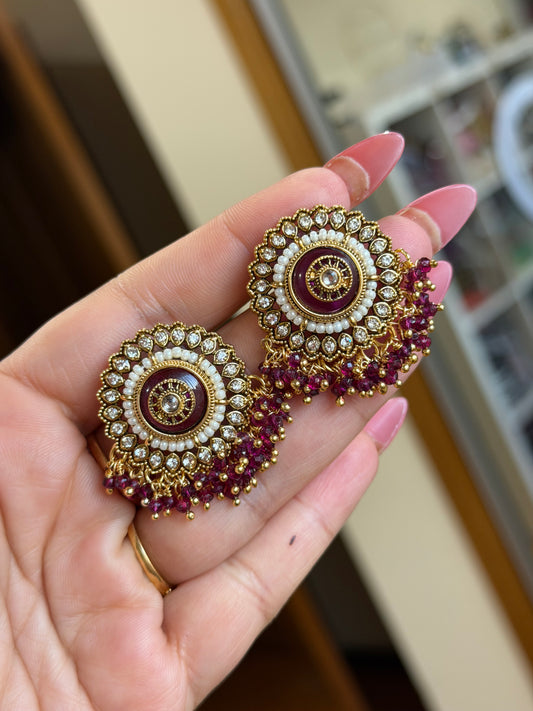 Kundan studs( Purple)