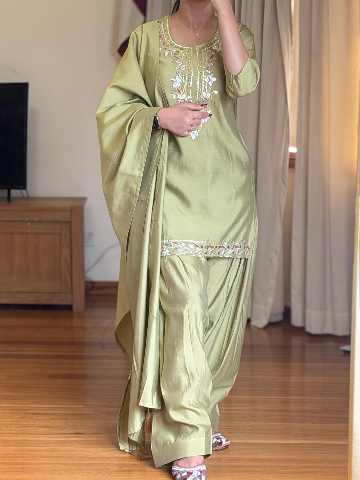 Roman silk salwar suit
