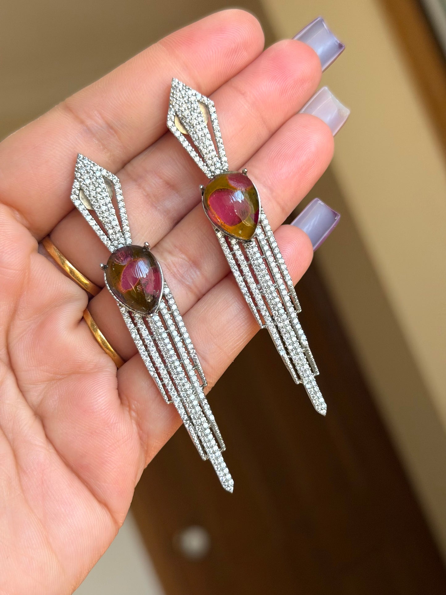 Premium Ad earrings with moissanite