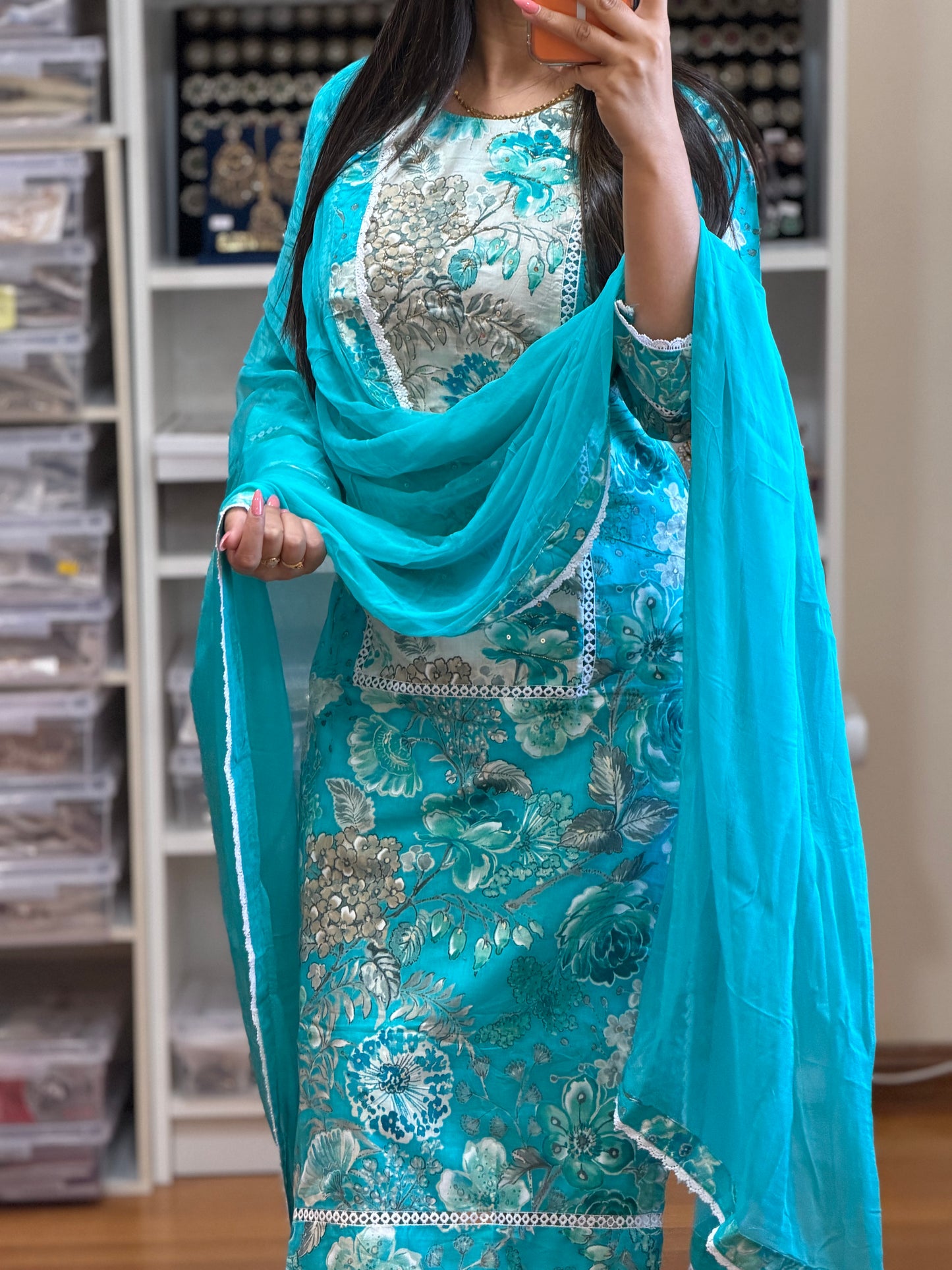 Premium Cotton Suit with Heavy Handwork & Chiffon Dupatta