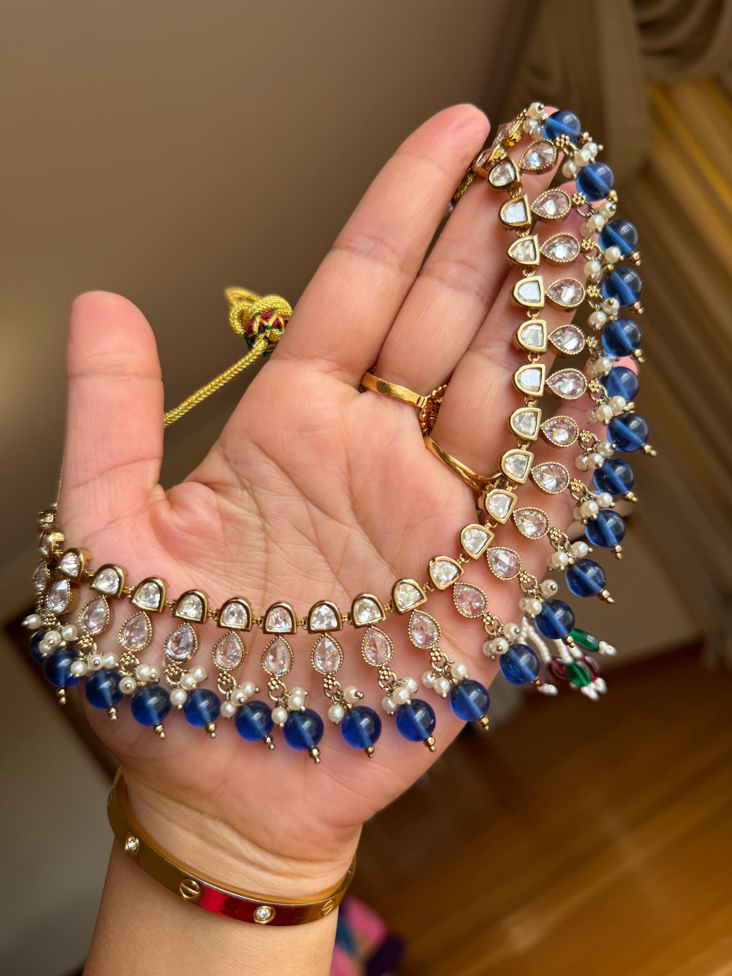 Premium tyani with polki necklace set