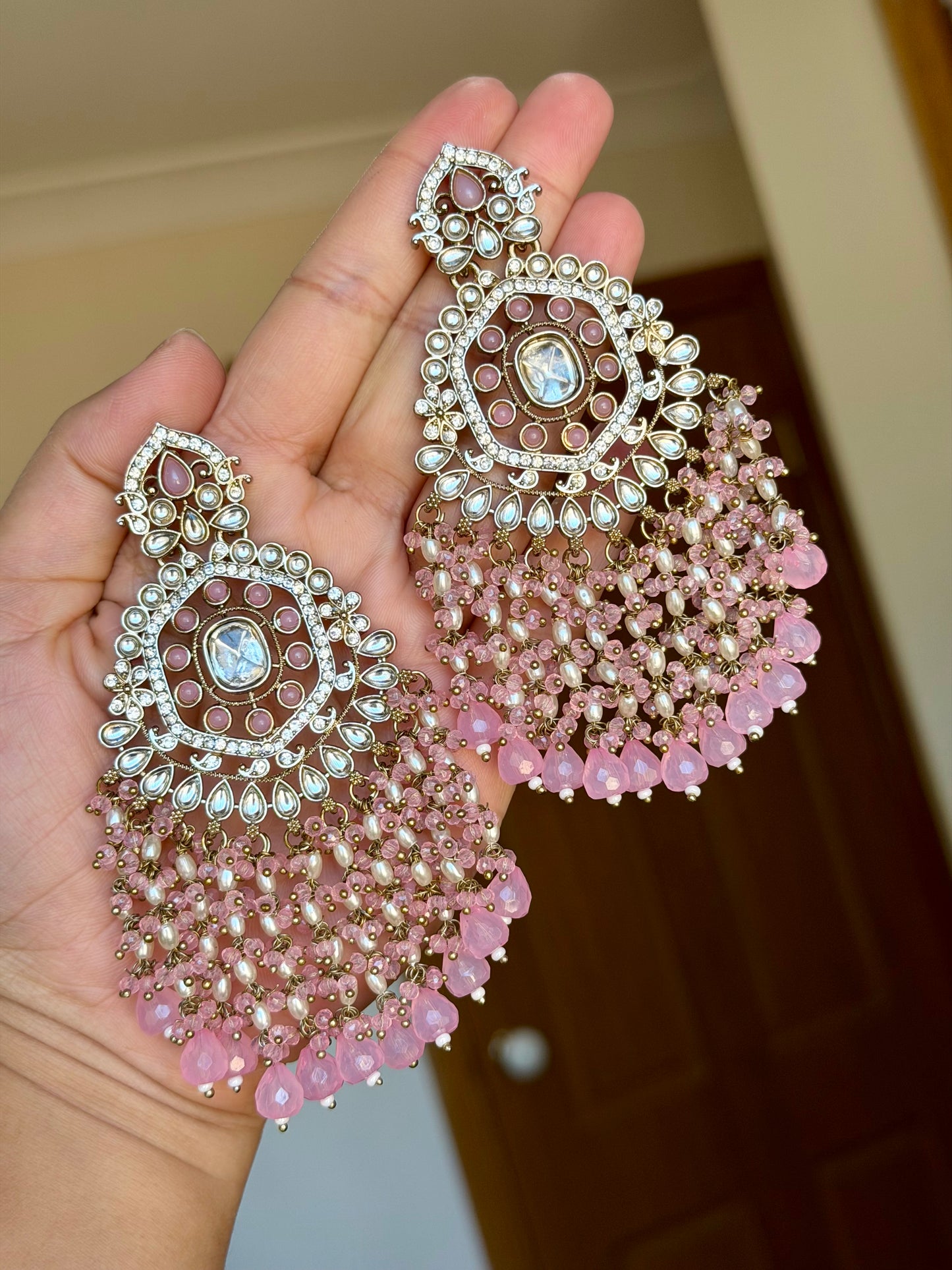 Oversized kundan earrings