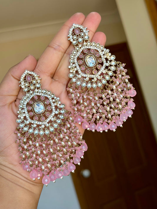 Oversized kundan earrings