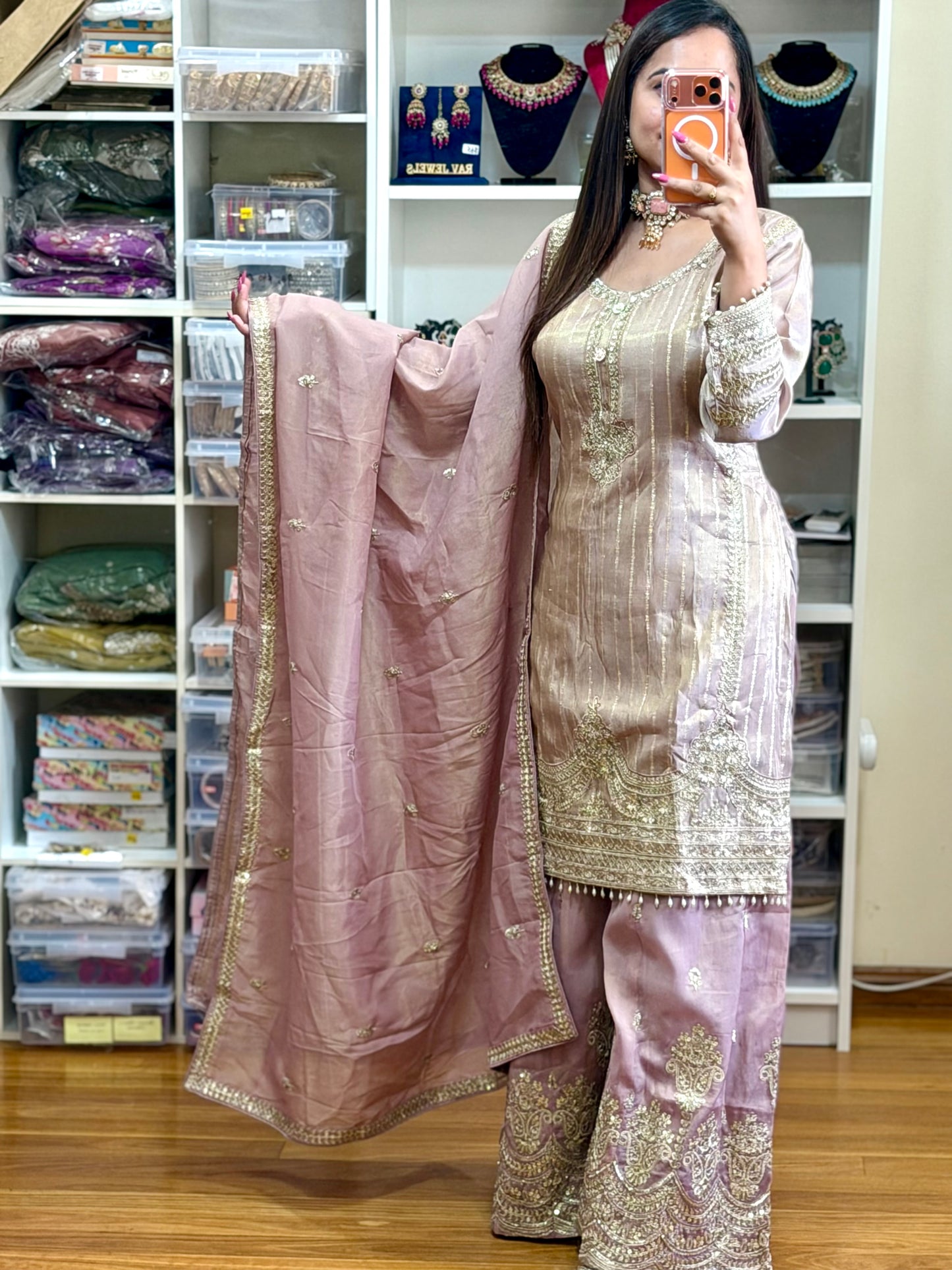 PURE VISCOS SIMAR JACQUARD SILK SUIT ( READY SIZE 42 with margin up to 46)