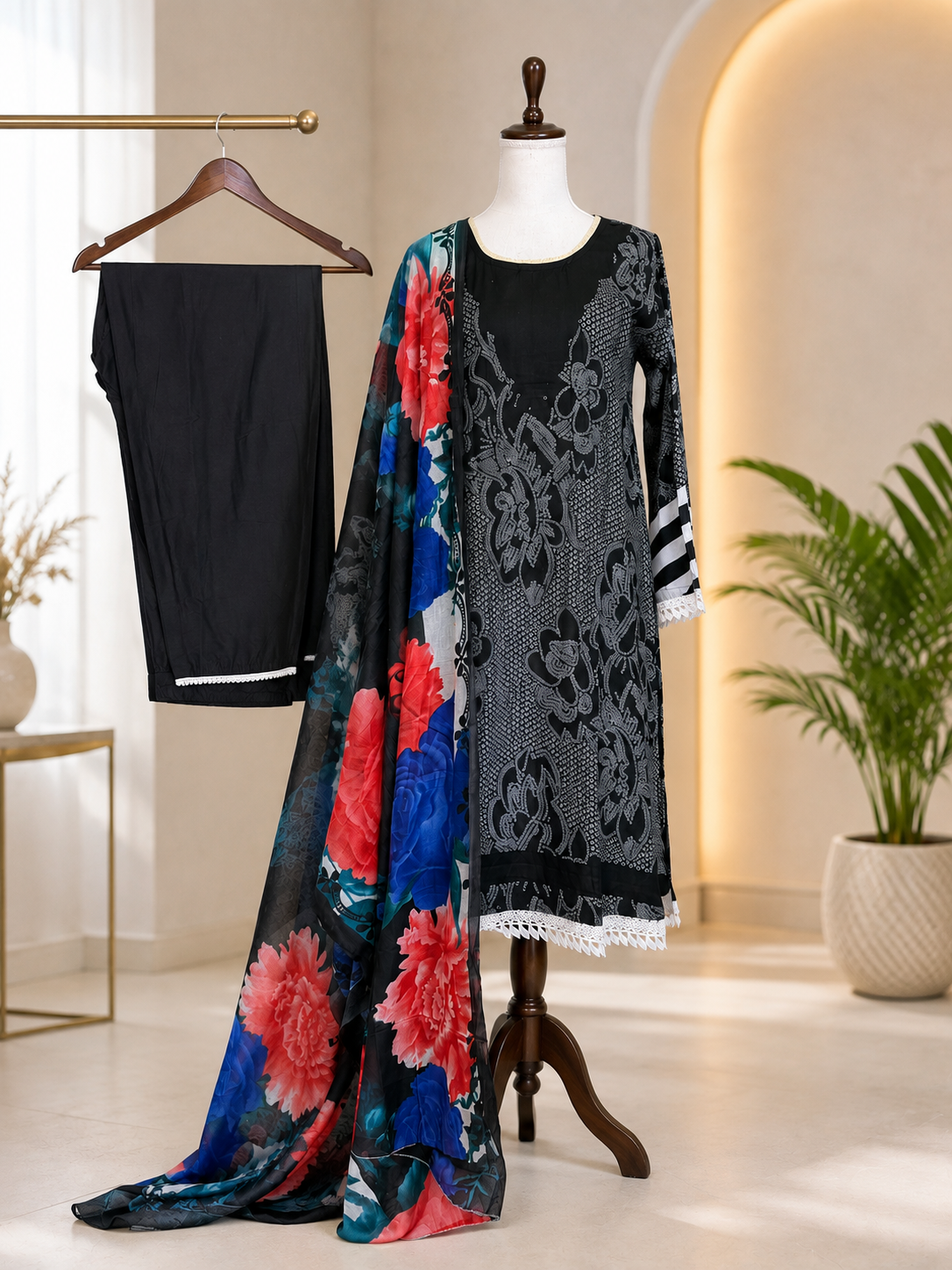 Cotton Printed 3-Piece Suit