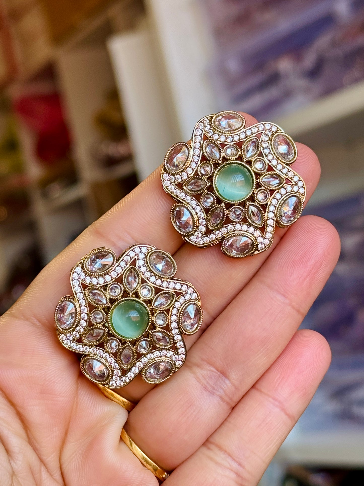 Oversized polki studs