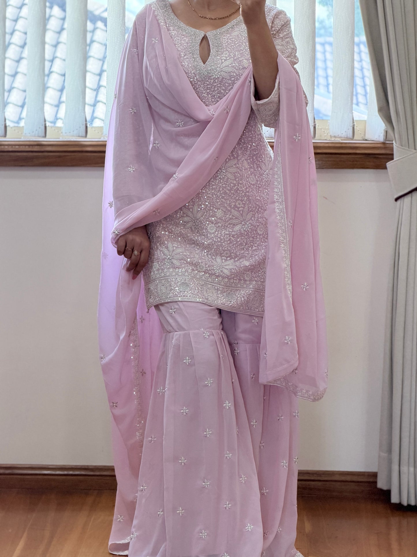 Premium Georgette Heavy Work Sharara Set
