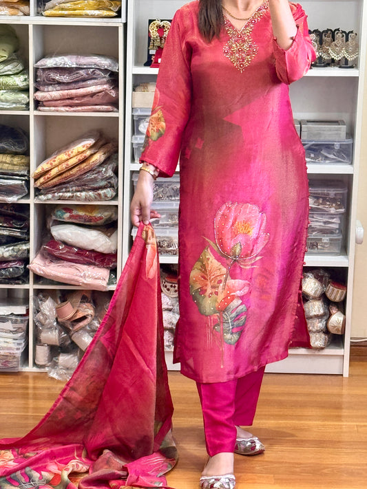 Shimmer silk suit