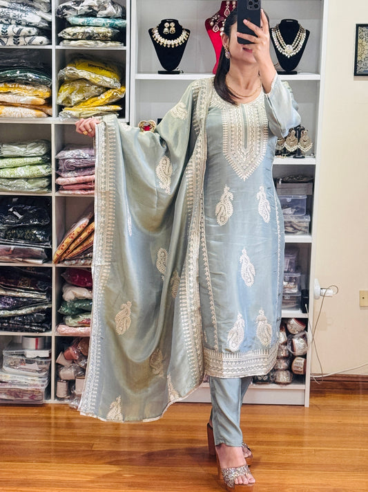 Shimmer silk suit