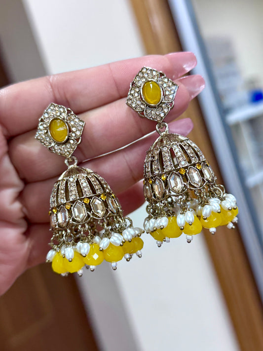 Kundan jhumki with Crystal beads