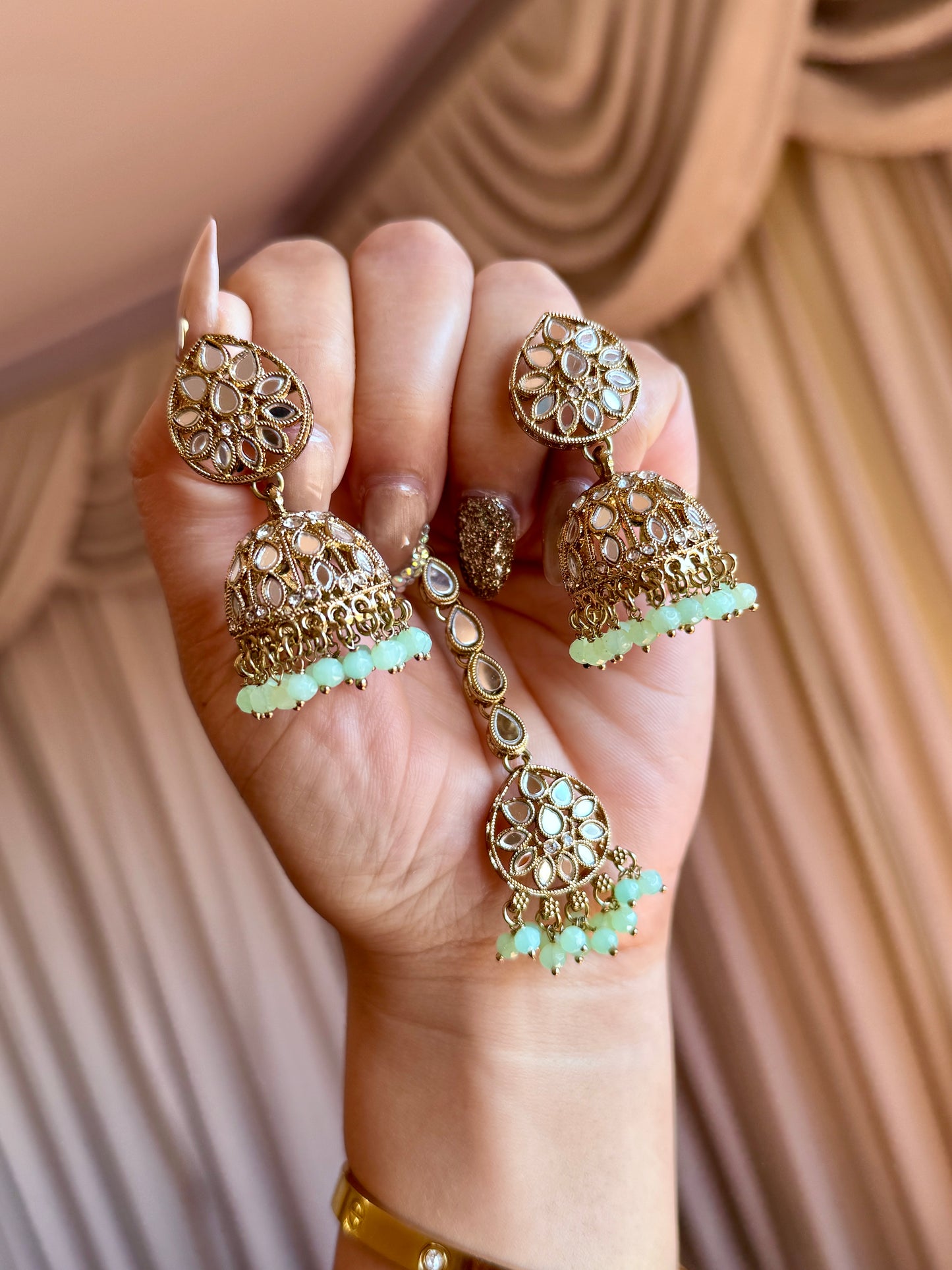 Mirror necklace set mint