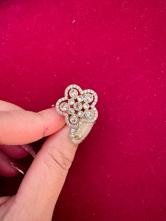 Adjustable polki ring ( clear)
